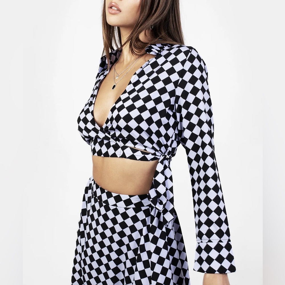 Disturbia Discordia Collared Wrap Top Blouse